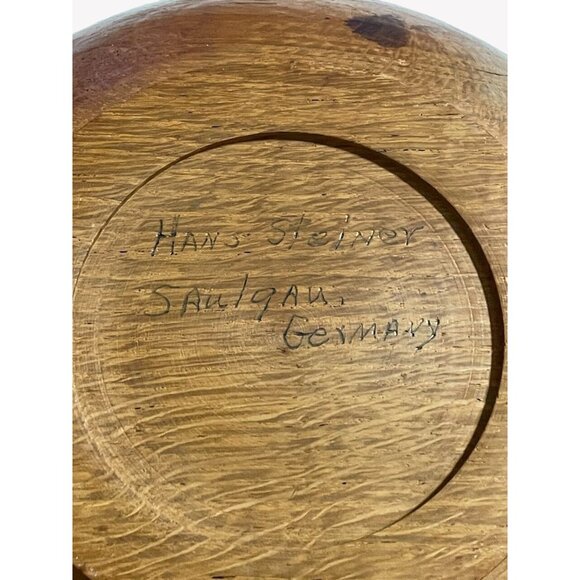 SIGNED Hans Steiner Hand Carved Wooden Trinket Box Bowl & Lid Saulgau Germany - Picture 8 of 13